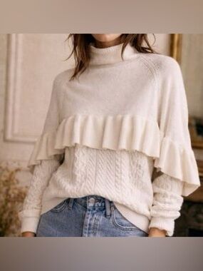 Project Naadam Mockneck Ruffle Sweater